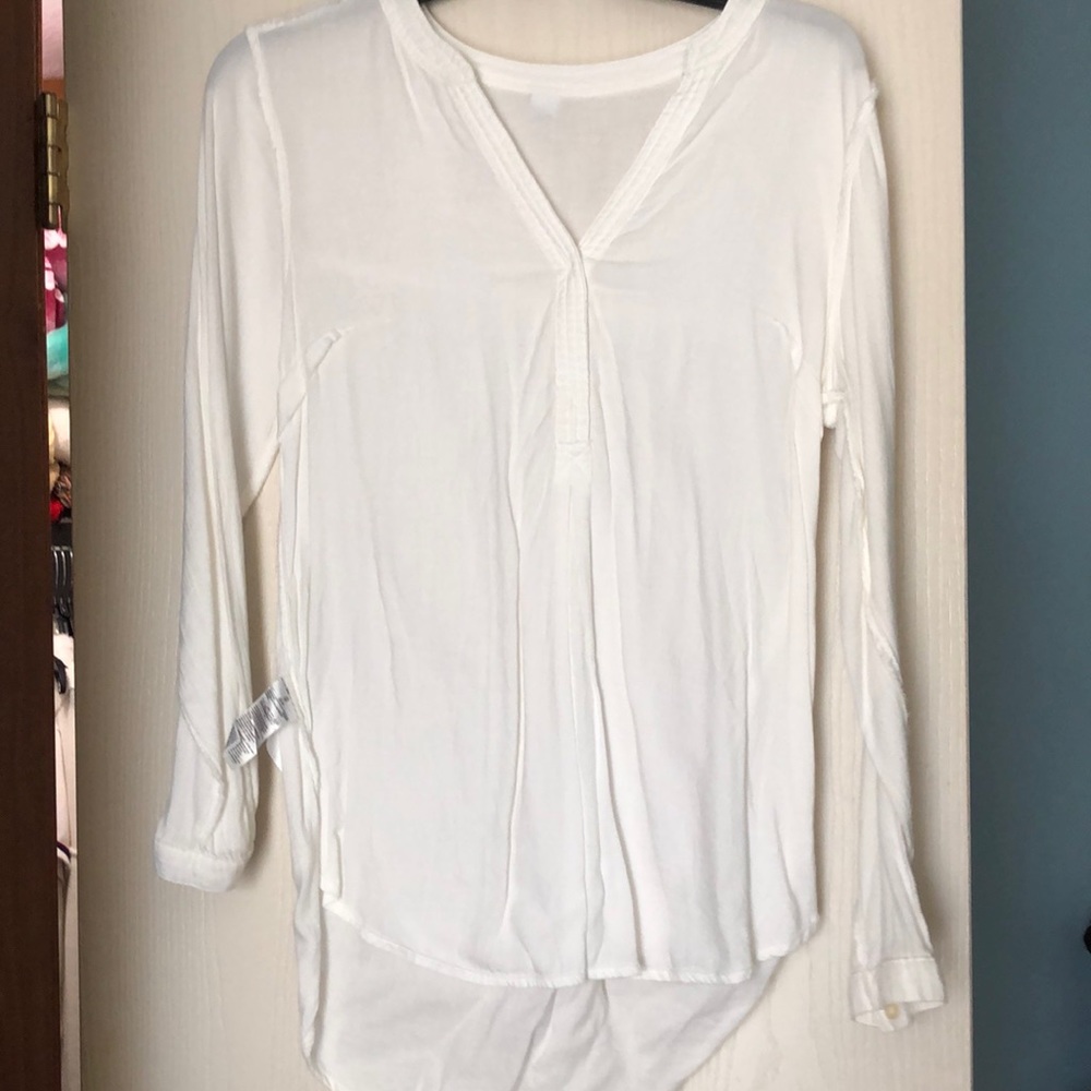 Old Navy white half button down blouse